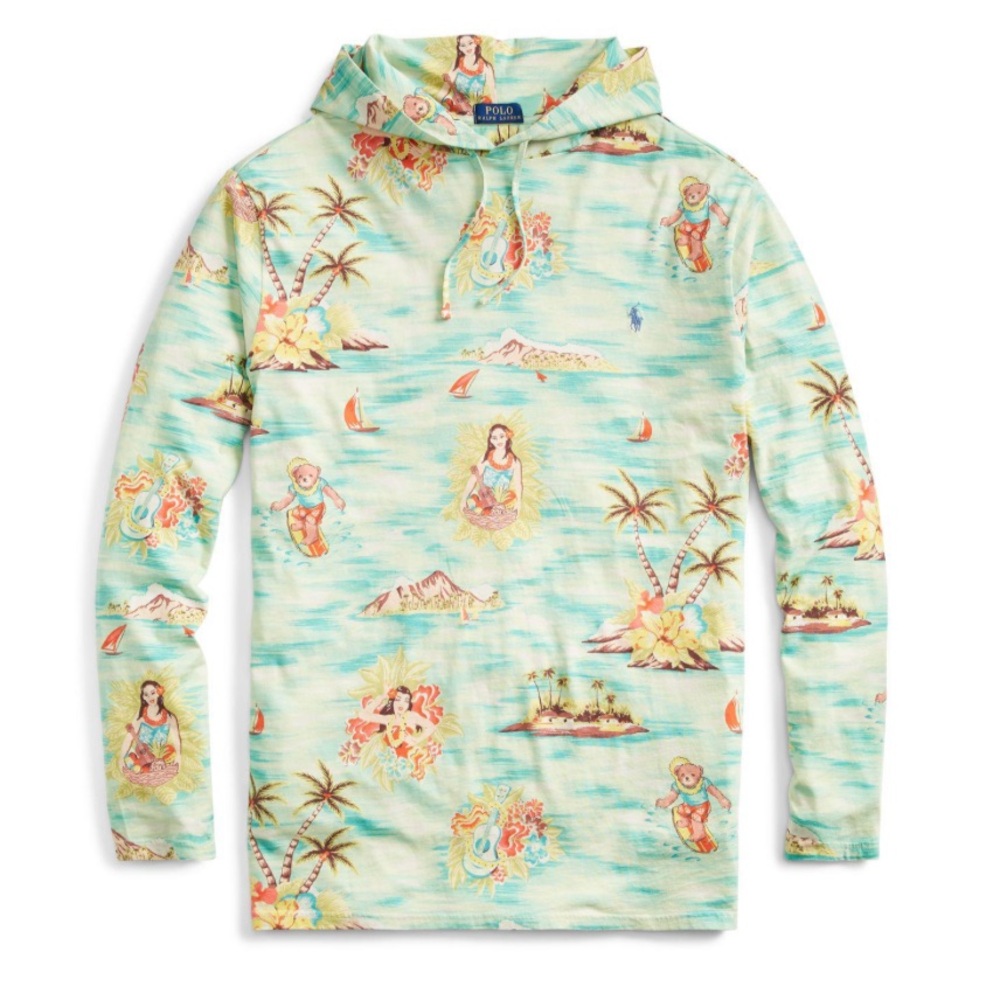 Polo Ralph Lauren hula girl Island surf Hawaiian bear Print Hoodie shirt